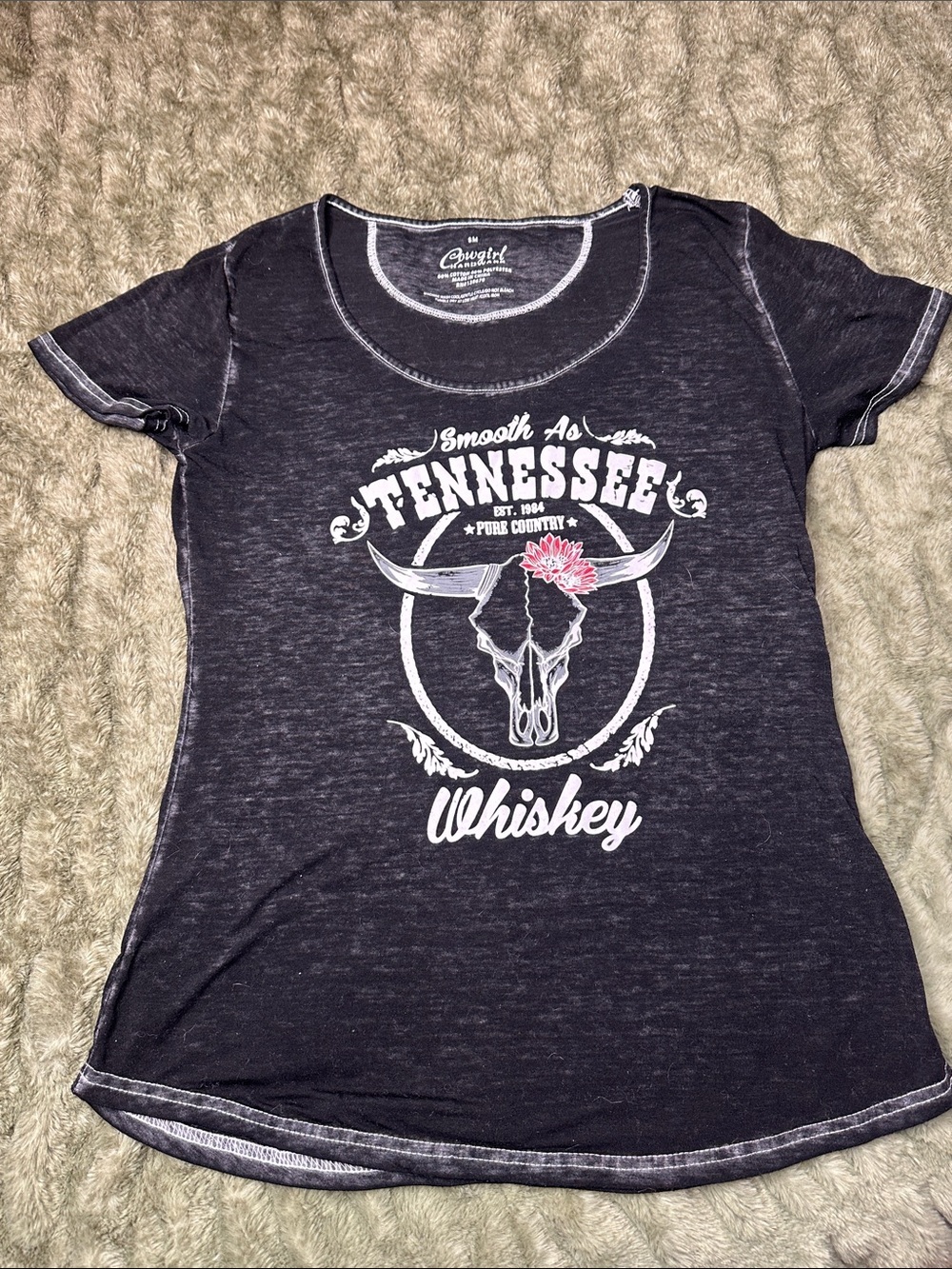 Black 'Smooth As Tennessee Whiskey' Graphic Short Sleeve Tee